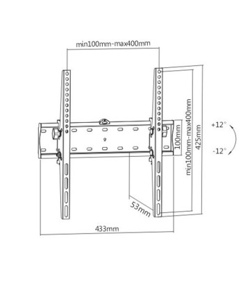 Gembird TV wall mount 	WM-55T-02 32-55 ", Maximum weight (capacity) 40 kg, Black