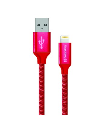 ColorWay Data Cable Apple Lightning Charging cable, Fast and safe charging, Stable data transmission, Red, 1 m