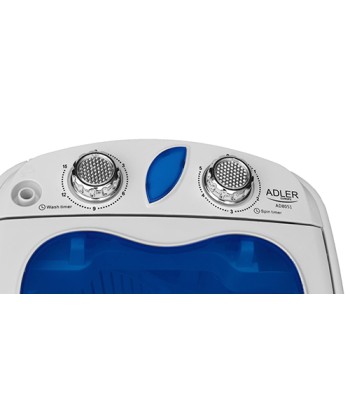 Adler Washing machine AD 8051, Top loading, Washing capacity 3 kg, Unspecified RPM, Depth 37 cm, Width 38 cm, White/Blue