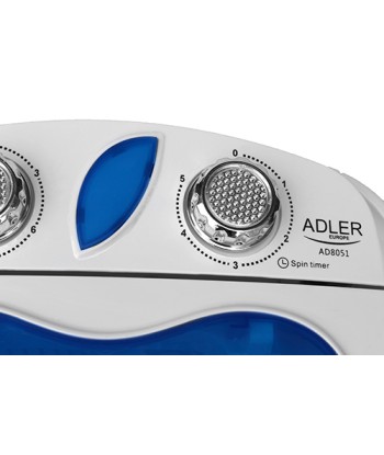 Adler AD 8051 Top Loading Washing Machine - 3kg Capacity, Compact Design - White/Blue