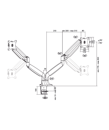 Logilink BP0043 Dual Monitor Desk mount, 13"-32",gas spring, aluminum