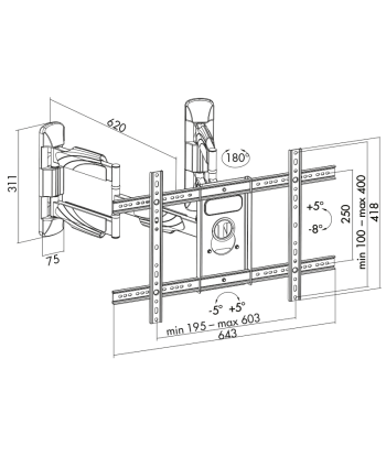 Logilink BP0047 TV Wall mount, 37"-70". corner mount
