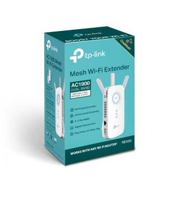 TP-LINK AC1900 Wi-Fi Range Extender RE550 802.11ac, 2GHz/5GHz, 600+1300 Mbit/s, 10/100/1000 Mbit/s, Ethernet LAN (RJ-45) ports