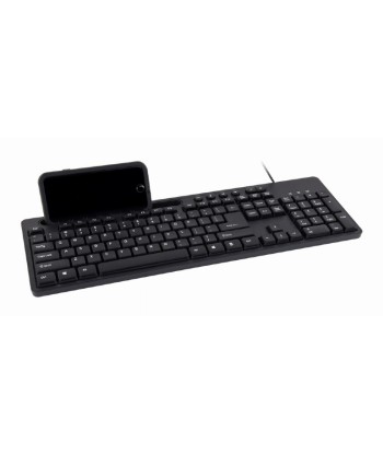 Klaviatuur Gembird Multimedia keyboard with phone stand KB-UM-108	 USB, Wired, US, Black