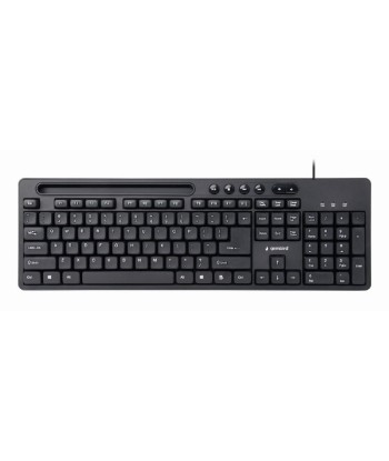 Gembird Multimedia keyboard with phone stand KB-UM-108	 USB Keyboard, Wired, US, Black