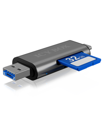 Icy box IB-CR200-C SD/MicroSD (TF) USB 2.0 card reader with Type-C and -A to micro USB (OTG) interface, anthracite Raidsonic