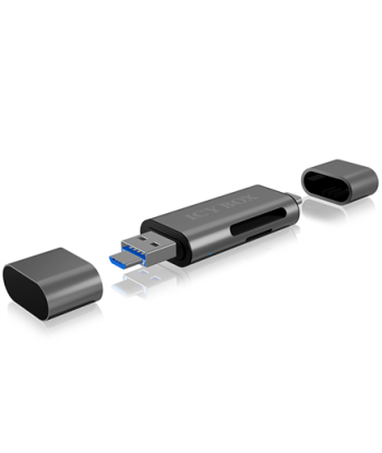 Icy box IB-CR200-C SD/MicroSD (TF) USB 2.0 card reader with Type-C and -A to micro USB (OTG) interface, anthracite Raidsonic