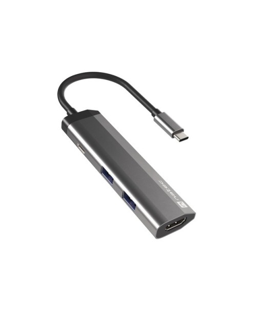 Natec Multi-Port Adapter Fowler Slim 0.15 m, Grey, USB Type-C