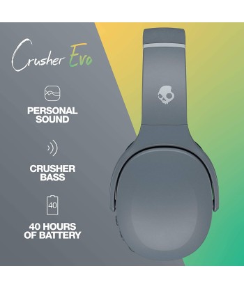 Skullcandy Wireless Headphones Crusher Evo Over-ear, Microphone, Wireless, Chill Grey