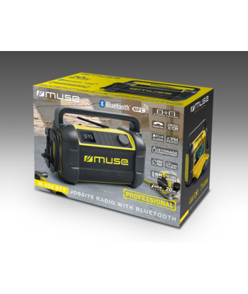 Muse M-928 BTY Ehitusraadio - Vastupidav Bluetooth kõlar (Must/Kollane)