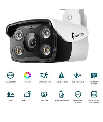 TP-LINK VIGI 4MP Outdoor Full-Color Network Camera VIGI C340 Bullet, 4 mm, IP66, H.265+/H.265/H.264+/H.264,  MicroSD
