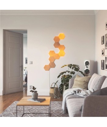 Nanoleaf Elements Wood Look Hexagons Starter Kit (7 Panels) - Transform Your Space with Natural Warmth!