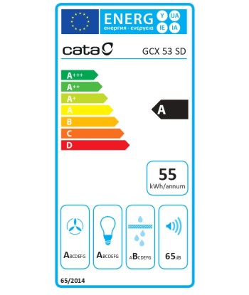 CATA GCX 53 SD Õhupuhasti - 53cm, 750 m³/h, Puutetundlik, LED, Roostevaba teras/Hall klaas, Energiaklass A