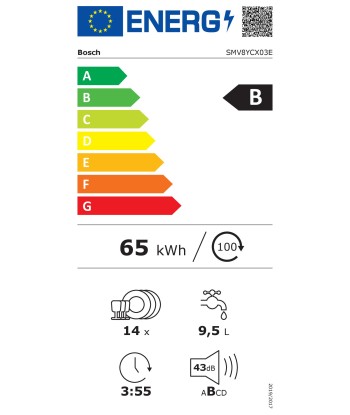 Nõudepesumasin Bosch Serie 8 SMV8YCX03E Built-in, Width 60 cm, Number of place settings 14, Number of programs 8, Energy efficiency