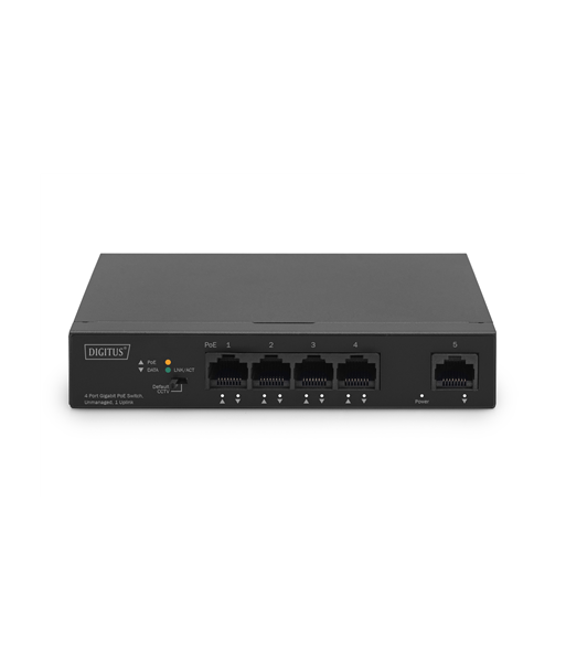 Digitus, 4 Port Gigabit PoE Switch, DN-95330-1, Unmanaged, Desktop