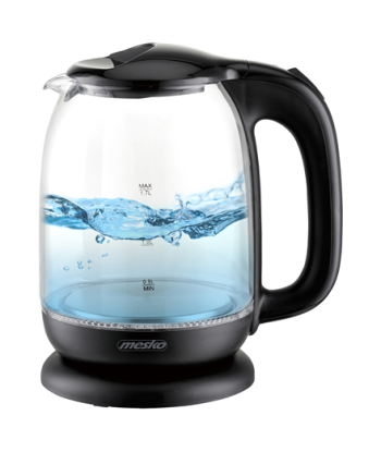 Veekeetja Mesko MS 1302b Electric, 2200 W, 1.7 L, Glass, 360° rotational base, Black