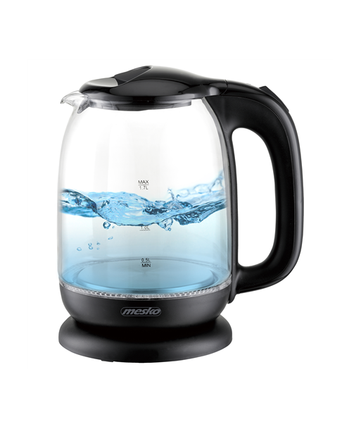 Mesko MS 1302b Electric, 2200 W, 1.7 L, Glass, 360° rotational base, Black