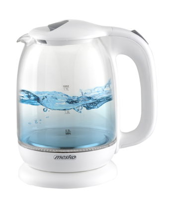 Veekeetja Mesko MS 1302w Electric, 2200 W, 1.7 L, Glass, 360° rotational base, White