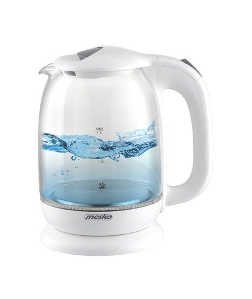Mesko MS 1302w Elektripliit - Klaas, 1.7L, 2200W, 360° Alus - Valge