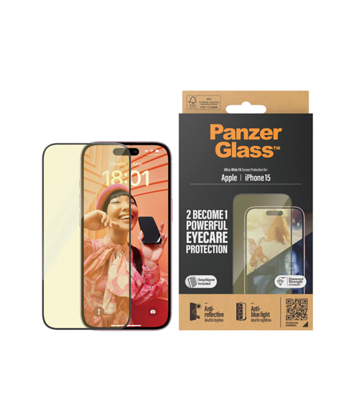 PanzerGlass Eyecare Screen Protection iPhone 2023 6.1 | Ultra-Wide Fit w. EasyAligner PanzerGlass Eyecare Screen Protection iPhone 2023 6.1 | Ultra-Wide Fit w. EasyAligner