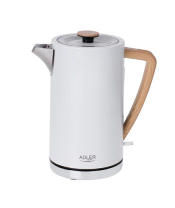 Adler Kettle AD 1347w	 Electric, 2200 W, 1.5 L, Stainless steel, 360° rotational base, White