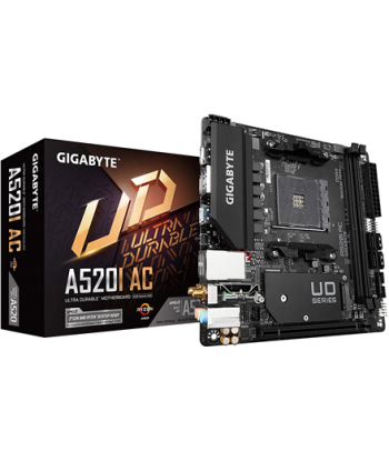 Gigabyte A520I AC Processor family AMD, Processor socket AM4, DDR4 DIMM, Memory slots 2, Number of SATA connectors 4, Chipset