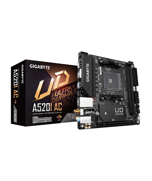 Gigabyte A520I AC Processor family AMD, Processor socket AM4, DDR4 DIMM, Memory slots 2, Number of SATA connectors 4, Chipset