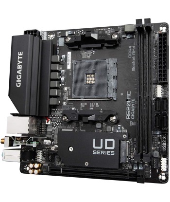 Gigabyte A520I AC Processor family AMD, Processor socket AM4, DDR4 DIMM, Memory slots 2, Number of SATA connectors 4, Chipset
