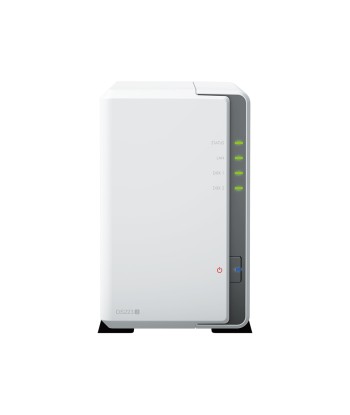 Synology Tower NAS DS223j up to 2 HDD/SSD, Realtek, RTD1619B, Processor frequency 1.7 GHz, 1 GB, DDR4, 1x1GbE, 2xUSB 3.2 Gen 1