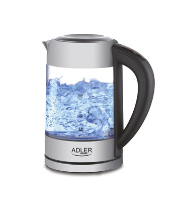 Adler Kettle AD 1247 NEW With electronic control, 1850 - 2200 W, 1.7 L, Stainless steel, glass, Stainless steel/Transparent
