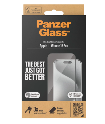 Защитное стекло PanzerGlass iPhone 2023 6.1 Pro | Ultra-Wide Fit w. EasyAligner
