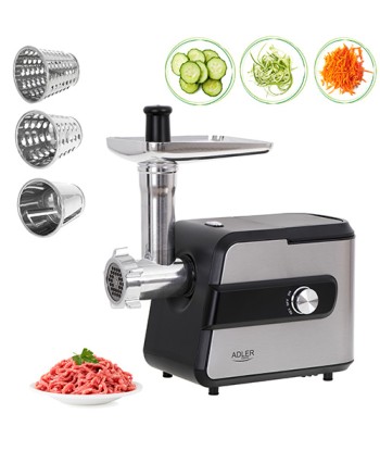 Adler Meat mincer with a shredder AD 4813 Silver/Black, 600 W, Number of speeds 2, Throughput (kg/min) 1