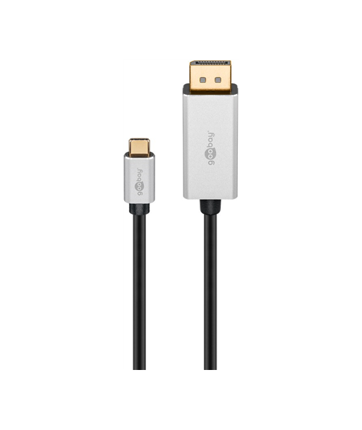 Goobay USB-C to DisplayPort Adapter Cable - 2m, Silver/Black Goobay USB-C to DisplayPort Adapter Cable - 2m, Silver/Black