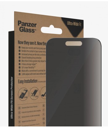 PanzerGlass Screen protector, Apple, iPhone 14 Pro, Glass, Black, Privacy