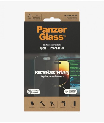 PanzerGlass Screen protector, Apple, iPhone 14 Pro, Glass, Black, Privacy