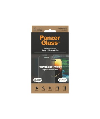 PanzerGlass Screen protector, Apple, iPhone 14 Pro, Glass, Black, Privacy