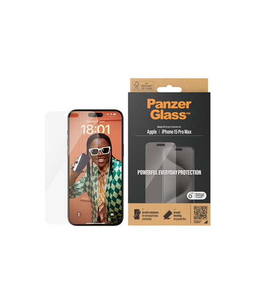 PanzerGlass Classic Fit ekraanikaitse iPhone 15 Pro Max (6.7") jaoks PanzerGlass Classic Fit ekraanikaitse iPhone 15 Pro Max (6.7") jaoks