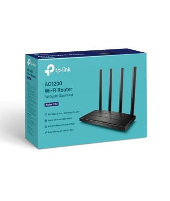 TP-LINK AC1200 Wireless Gigabit Router Archer C6U 802.11ac, 300+867 Mbit/s, 10/100/1000 Mbit/s, Ethernet LAN (RJ-45) ports 4