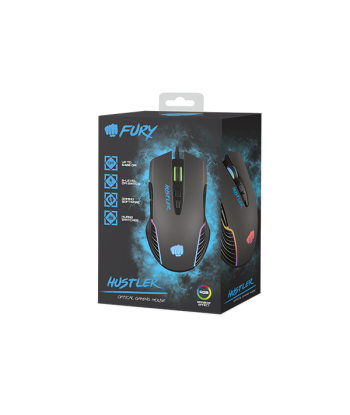 Mängurihiir Fury Fury Hustler Wired, 500-6400 DPI, Black