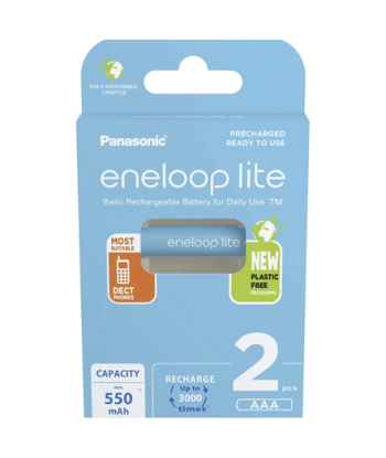 Panasonic, ENELOOP Lite BK-4LCCE/2BE, AAA, 550 mAh, 2 pc(s)