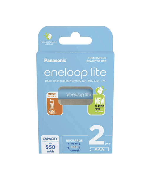 Panasonic, ENELOOP Lite BK-4LCCE/2BE, AAA, 550 mAh, 2 pc(s)