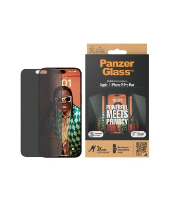PanzerGlass Privacy Screen Protector iPhone 15 Pro Max, Ultra-Wide Fit W. Easyaligner