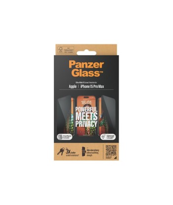PanzerGlass Privacy Screen Protector iPhone 15 Pro Max, Ultra-Wide Fit W. Easyaligner