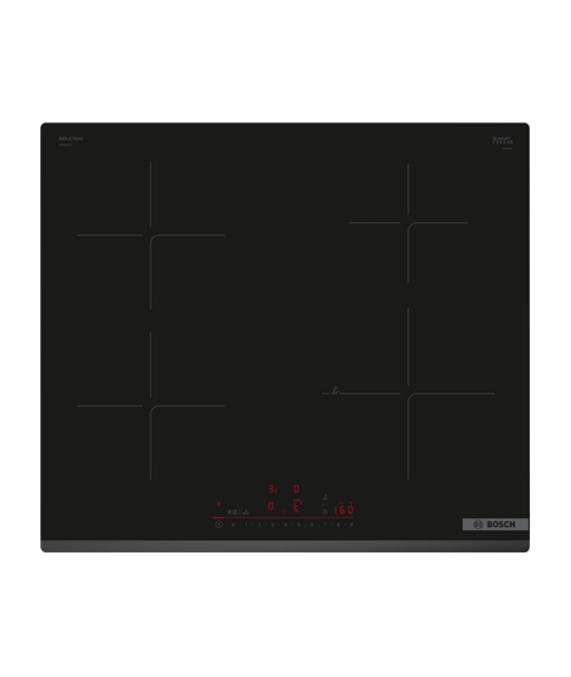 Induktsioonpliidiplaat Bosch PIE63KHC1Z, Number of burners/cooking zones 4, Without frame, Width 60 cm, Black