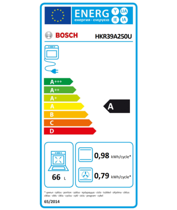 Pliit Bosch HKR39A250U Hob type Vitroceramic, Oven type Electric, Stainless steel, Width 60 cm, Electronic ignition, Grilling