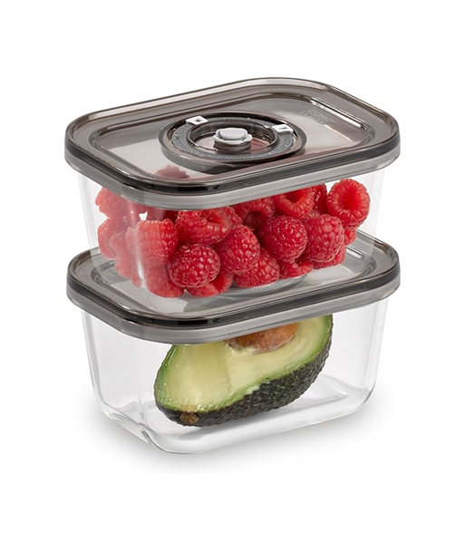 Caso VacuBoxx Eco-Duo S Glass vacuum containers with plastic lid, 0.5 L, 2 pcs