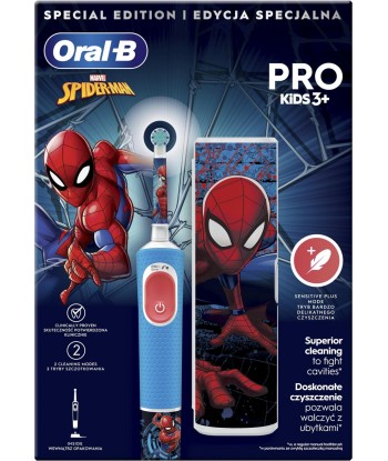 Oral-B Vitality PRO Lastele Mõeldud Ämblikmehe Elektriline Hambahari Reisivutlariga, Sinine