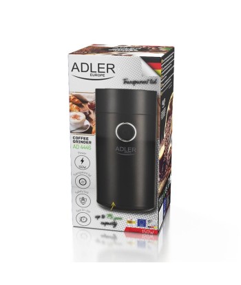 Kohviveski Adler AD4446bs 150 W, Coffee beans capacity 75 g, Lid safety switch, Black