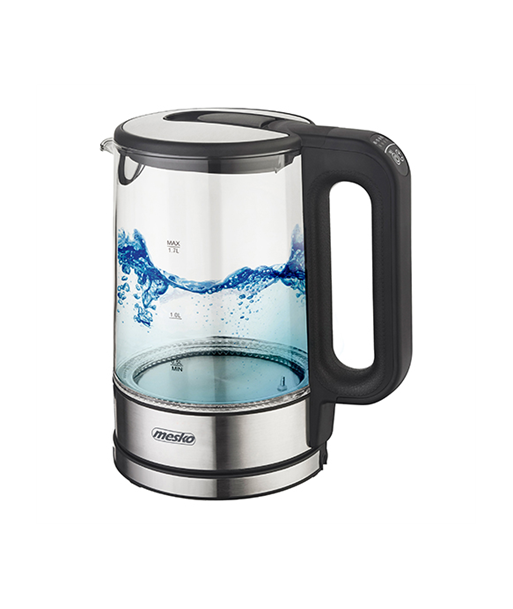 Mesko Kettle MS 1301b Electric, 1850 W, 1.7 L, Glass/Stainless steel, 360° rotational base, Black