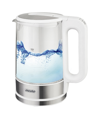 Mesko Kettle MS 1301w	 Electric, 1850 W, 1.7 L, Glass/Stainless steel, 360° rotational base, White